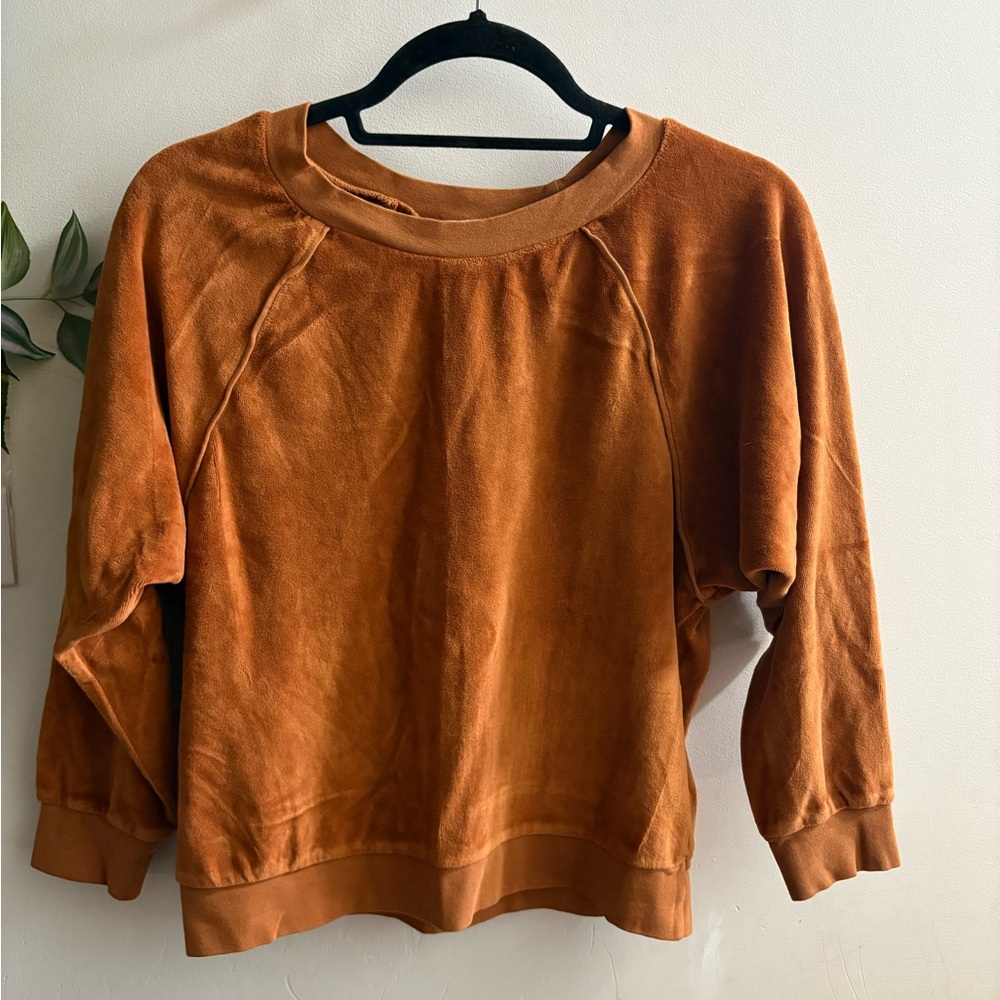 Suzie Kondi Saba Raglan Velour Swearshirt Size Small Color: CHAI